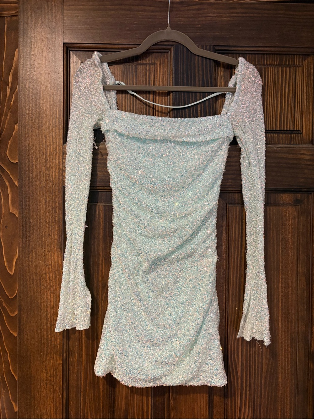 Teal Lucy in the sky sequin homecoming dress missing a few sequins on the back